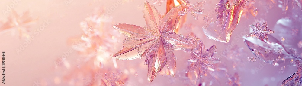 Poster featuring a frosted glass effect, this modern abstract background showcases scattered snowflakes wit