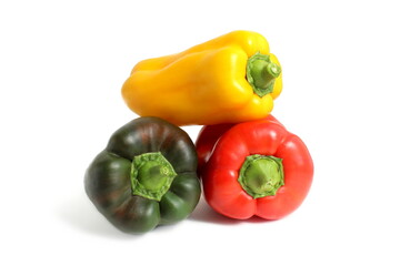 Bright sweet pepper lies on a white background.	