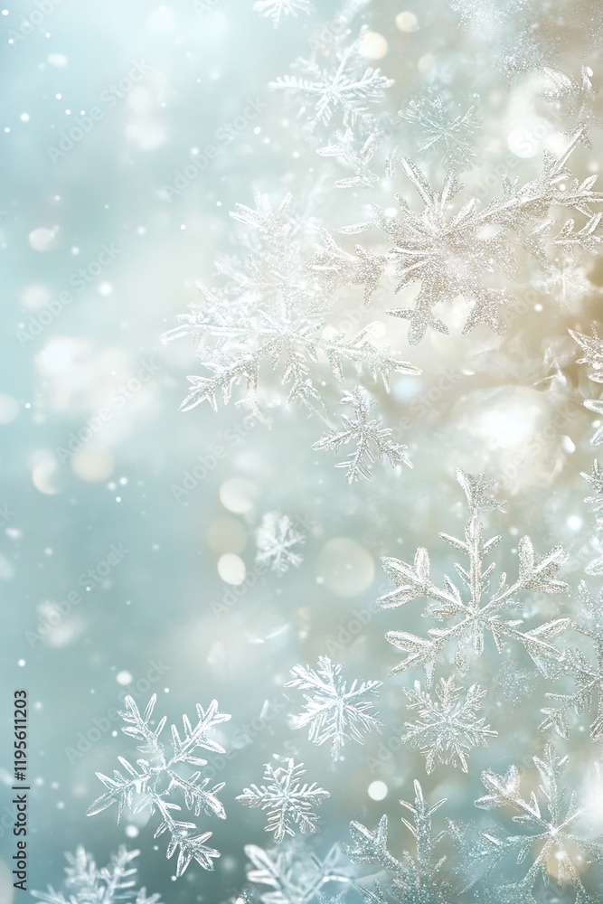 Poster this elegant abstract background features a frosted glass effect with scattered snowflakes and soft 