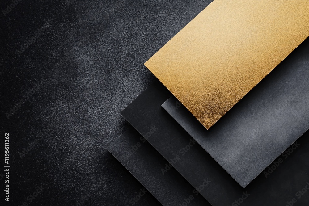 Aufkleber abstract geometric composition featuring gold and black rectangles creating modern design