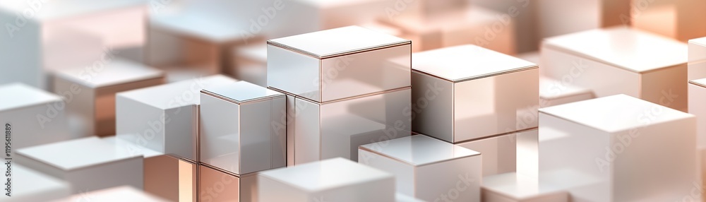 Poster this design features an arrangement of stacked 3d blocks in neutral and metallic tones, symbolizing 
