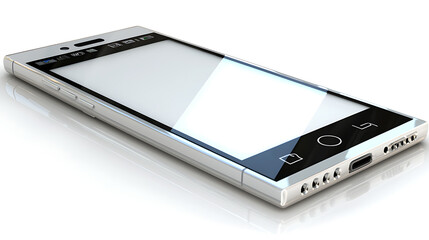 A cell phone with a clear screen sits on a white background. generated by AI