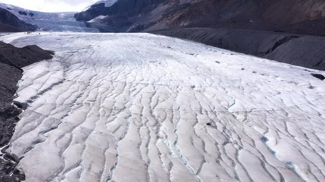 Drone shot athabasca glacier columbia icefield jasper nationalpark canada