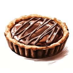 Chocolate tart dessert illustration pastry.