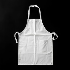 Plain white apron with pocket isolated on black background. (1)
