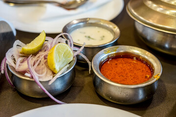 Hyderabad, India, a bowl of biryani side dish