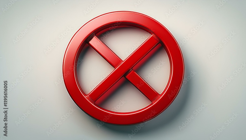 Wall mural high quality red prohibition symbol on clean white background for usage in no entry stop or restrict