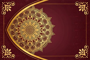 Islamic geometric pattern, intricate gold mandala, Ramadan decoration, beige background