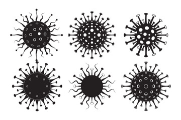 Virus silhouette vector  Bundle illustration, Virus silhouette