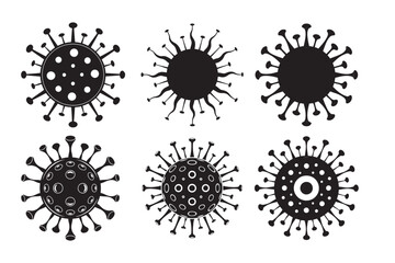 Virus silhouette vector  Bundle illustration, Virus silhouette