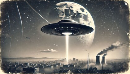 ufo in space content created with generative AI software.