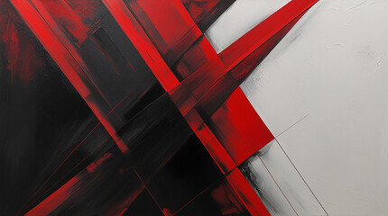 Bold red and black diagonals with an empty white corner