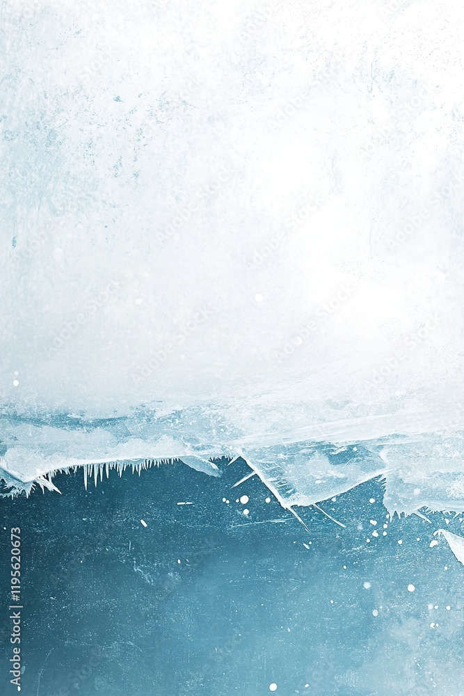Aufkleber a tranquil winter setting features a frozen lake displaying intricate ice cracks and patches of soft