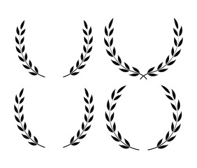 A black color circle with leaves and branch vector of the winner Award