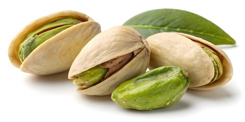 Fototapeta premium Close-Up of Vibrant Green Pistachios with Cracked Shells V5
