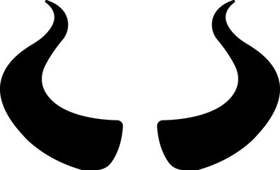 Devil horn icon . Black vector flat demon or satan Halloween carnial elements Mobil app attributes template design symbol isolated on transparent background.