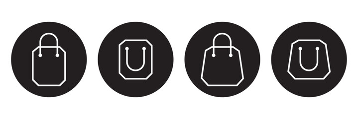 Shopping bag icon vector icon set black filled and outlined style.