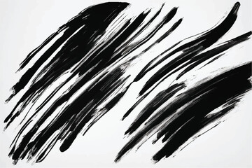 Brush strokes texture. Black ink brush strokes on white background. Abstract brush strokes. Grunge background.