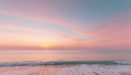 Obraz premium Dreamy Pastel-Colored Sunset Over Calm Ocean, generative ai