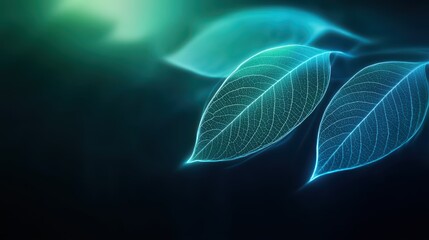 Exploring vibrant green leaves nature's palette digital art abstract environment close-up view serenity concept