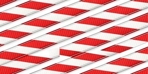 Obraz premium Red and White Striped Barrier Tape Warning for Construction Zone V10