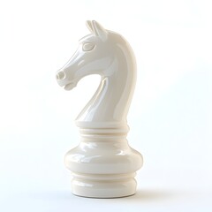 Floating Ivory Knight Chess Piece on Minimalist White Background