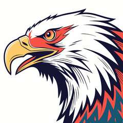 Obraz premium colorful scary eagle face on white background 