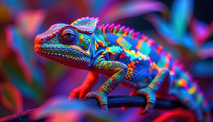 Fototapeta premium Neon Jungle Chameleon