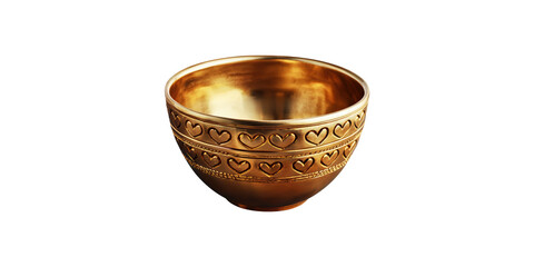 Gold Engraved Bowl Isolated on Transparent Background