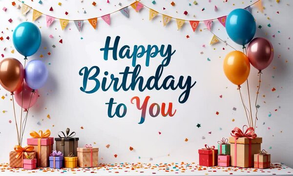 A birthday party with balloons and a banner that says happy birthday