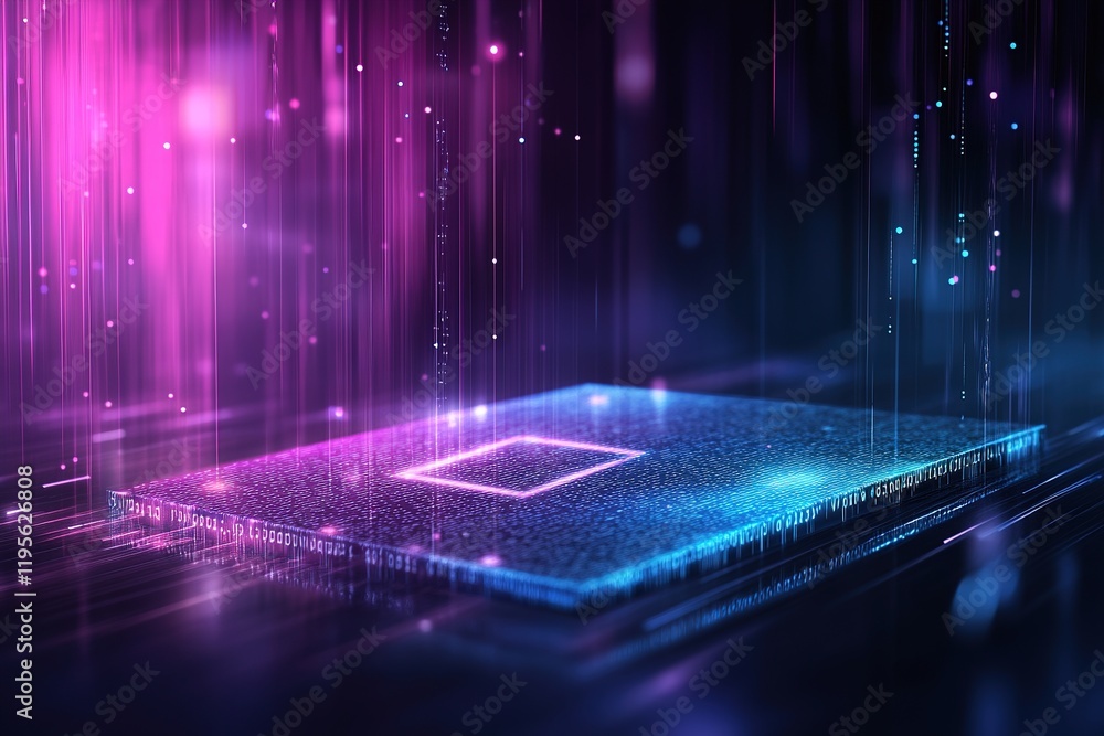 Poster a vibrant abstract representation of cybersecurity showcasing a floating 3d lock icon