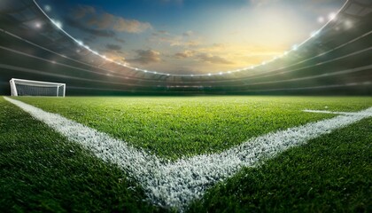 Obraz premium low angle view across a soccer or sports field