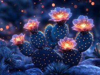 Fototapeta premium Star-Shaped Flower Cactus Illustration - Generative AI
