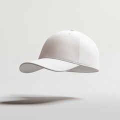 Fototapeta premium White baseball cap mockup, floating on white background. (1)