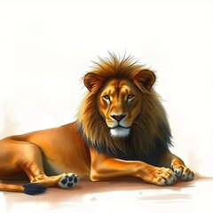 African lion lying down, isolated on transparent background
