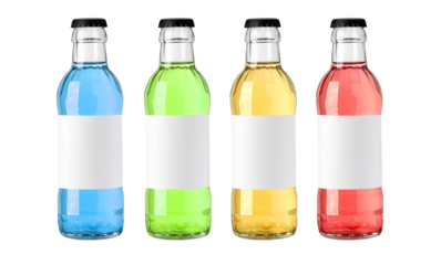 Small glass bottles with soft drinks