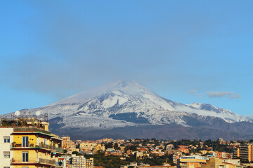 Mount Etna in december. Catania, Sicily, Italy