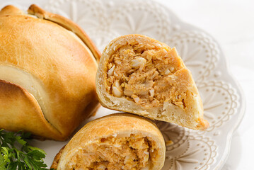 Latin American empanadas with chicken split filling