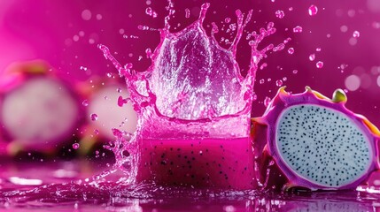 Vibrant splash of water surrounding exotic fruit, showcasing viv