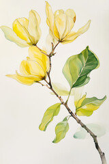 A Captivating Watercolor Painting of a Tulip Tree with Elegant Features