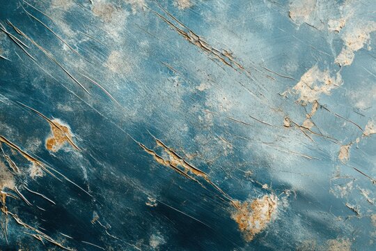 A painted metal surface with visible scratches, rust patches, and weathered textures