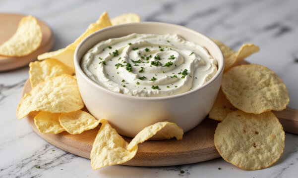 French Onion Dip with Potato Chips