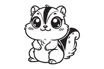 Cute cartoon chipmunk outline 