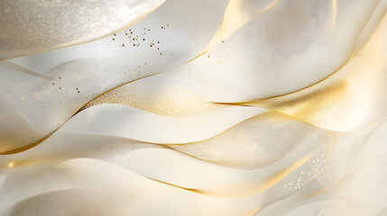 An elegant abstract picture featuring flowing lines and gentle gradients in gold and cream, overlaid with subtle geometric accents to convey sophistication and refinement 