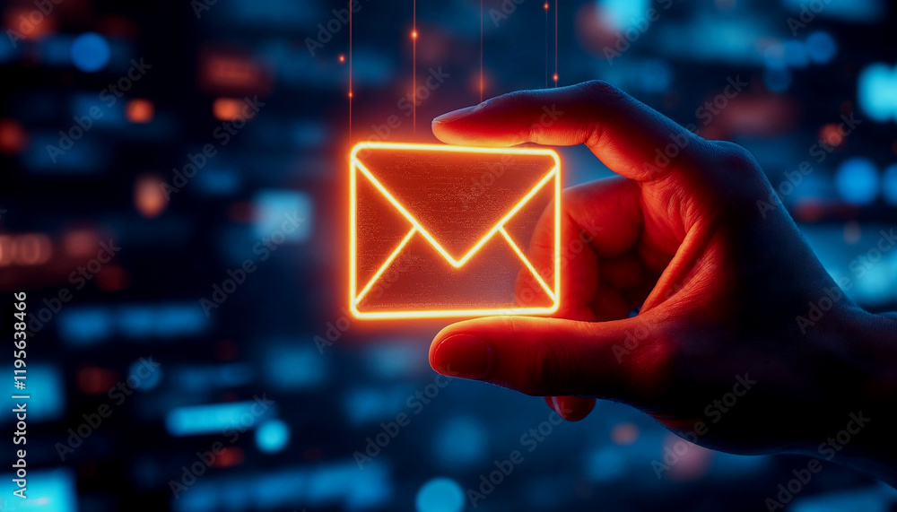 Aufkleber secure email hovering in hand - digital security concept