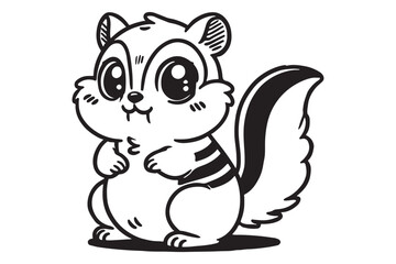 Cute cartoon chipmunk outline 