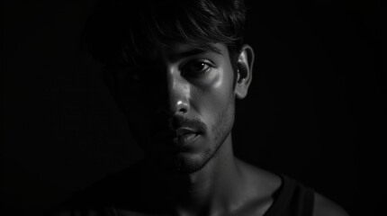 Fototapeta premium Intense High-Contrast Black and White Headshot