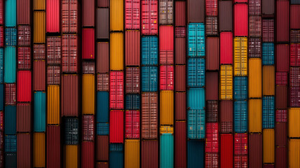 Fototapeta premium Vibrant Arrangement of Shipping Containers Displayed in a Freight Yard During Daytime