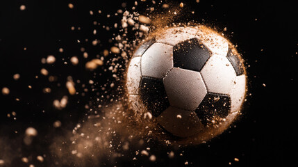 Football Soaring Through the Air With a Cloud of Dust in an Outdoor Setting