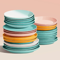 stack of colorful plates vector illustration